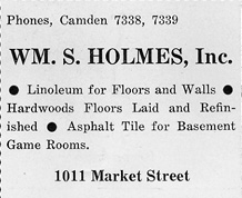 1011 Market Street, William S. Holmes Inc., flooring contractor, banquet program ad, January 27, 1939