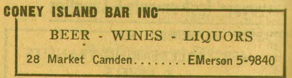 28 Market Street, NJ Bell Telephone Yellow Pages ad, 1955