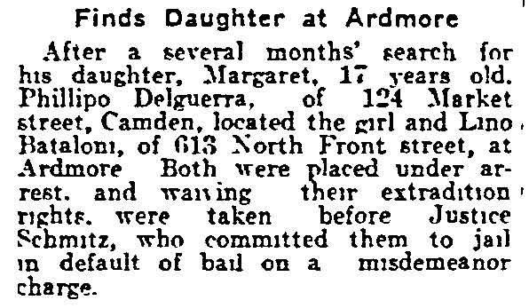 Finds Daughter at Ardmore — Philadelphia Inquirer, July 27, 1917