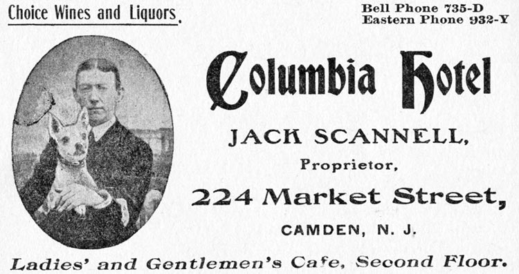 Columbia Hotel 1906 Camden City Directory advertisement