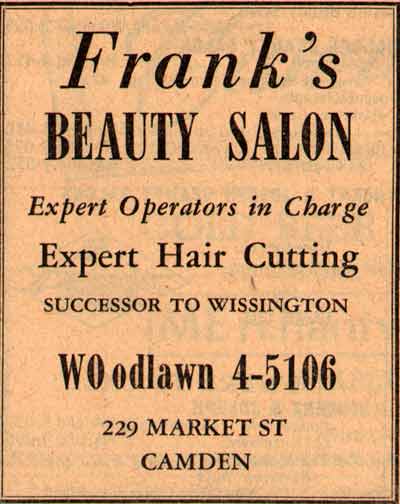 229 Market Street, NJ Bell Yellow Pages listing, 1955