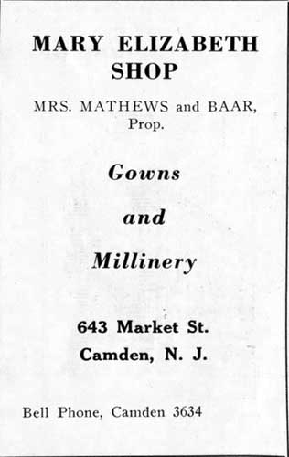 643 Market Street, Mary Elizabeth Shop, Camden High School 1931 Purple & Gold yearbook ad