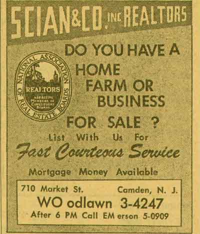 710 Market Street, Scian & Company Inc., NJ Bell Yellow Pages ad, 1955
