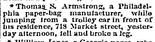 718 Market Street, Thomas S. Armstrong, Philadelphia Inquirer, August 27, 1892