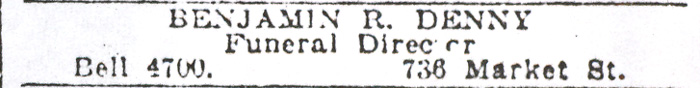 736 Market Street, Benjamin R. Dennye, Camden Courier-Post, February 22, 1927