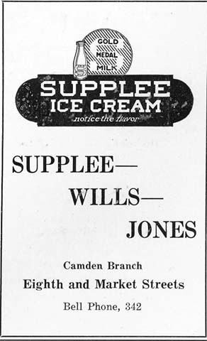 807 Market Street, Supplee-Wills-Jones, Camden High School 1928 Purple & Gold yearbook ad
