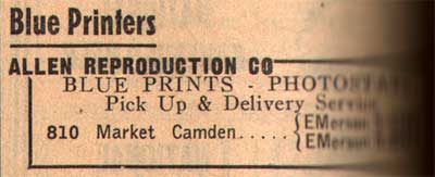 810 Market Street, Allen Reproduction Company, NJ Bell Yellow Pages ad, 1955