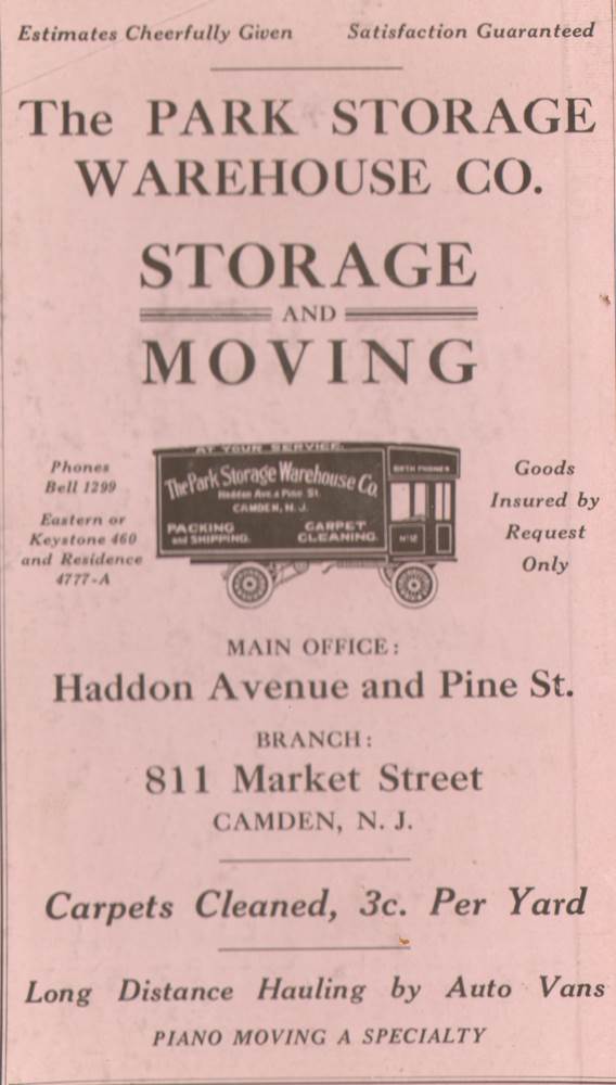 811 Market Street, Park Storage Warehouse Company, 1918-1919 City Directory ad