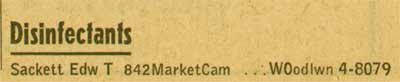 842 Market Street, Camden Janitors Supply House, NJ Bell Yellow Pages listing, 1955