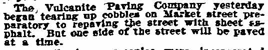 Market Street paving, Philadelphia Inquirer, May 1899