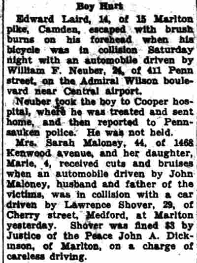 Boy Hurt, Camden Courier-Post, April 13, 1936