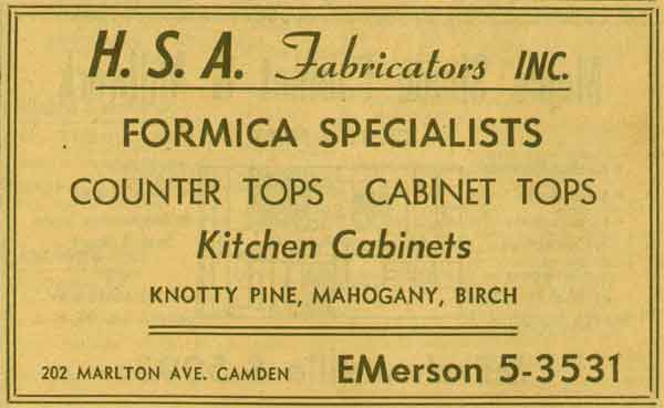 202 Marlton Avenue, H.S.A. Fabricators Inc., 1955 New Jersey Bell Yellow Pages