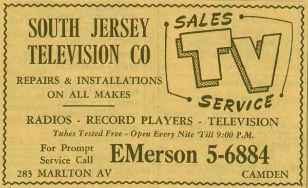 283 Marlton Avenue, South Jersey Television Company, 1955