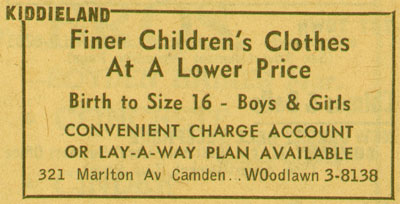 321 Marlton Avenue, Kiddieland, 1955 New Jersey Bell Yellow Pages
