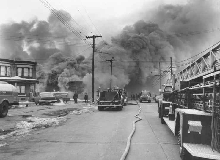 Looking east from Federal Street, March 11, 1960 (panorama)