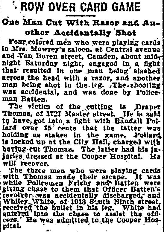 Row Over Card Game — Philadelphia Inquirer, February 13, 1899
