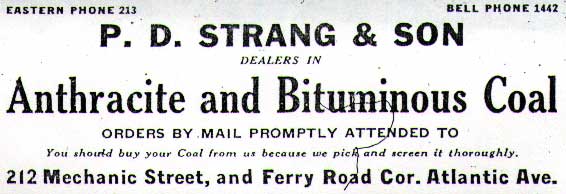 P.D. Strang & Son advertisement, 1917 Camden City Directory — dealers in Anthracite and Bituminous Coal, 212 Mechanic Street and Ferry Road Cor. Atlantic Ave.