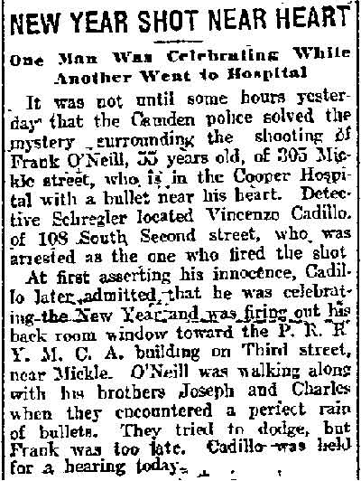 305 Mickle Street — Frank O'Neill, Philadelphia Inquirer, January 2, 1912 (PDF available)