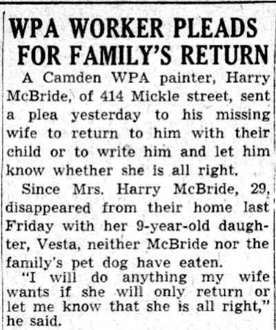 414 Mickle Street — Harry McBride & Family, Camden Courier-Post, July 26, 1941