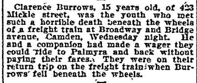 423 Mickle Street — Clarence Burrows 1906, Philadelphia Inquirer, July 27, 1906