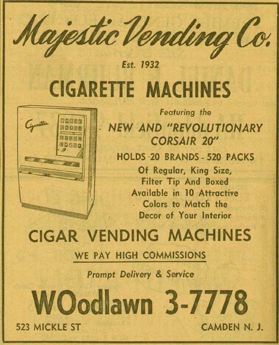523 Mickle Street — Majestic Vending Company, 1955 New Jersey Bell Telephone Yellow Pages