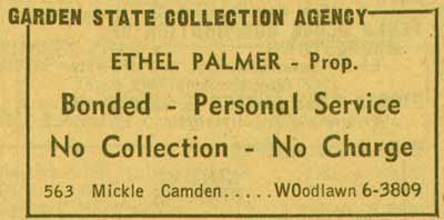563 Mickle Street — Garden State Collection Agency / Ethel Palmer, 1955 New Jersey Bell Telephone Yellow Pages
