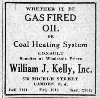 575 Mickle Street — William J. Kelly, Inc., 1920s-1950s, Camden Courier-Post, October 14, 1931