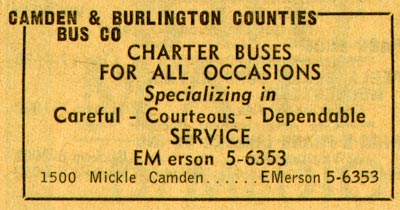 1500 Mickle Street — Camden & Burlington Counties Bus Company, 1955 New Jersey Bell Telephone Yellow Pages