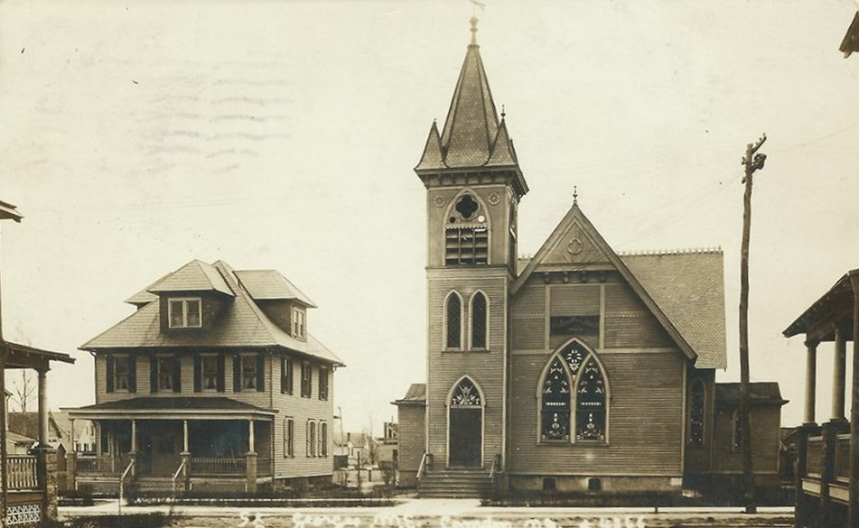 3316 & 3320 Mickle Street — St. George's Methodist Episcopal Church and Parsonage, photo circa 1905
