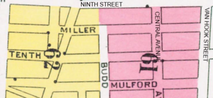 1906 Sanborn Map showing Miller Street from Chelton Avenue to Van Hook Street