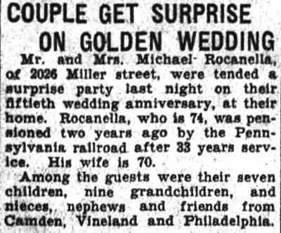 Couple Get Surprise on Golden Wedding — Camden Courier-Post, November 2, 1934