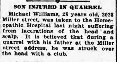 Son Injured in Quarrel — Camden Daily Courier, February 1, 1922