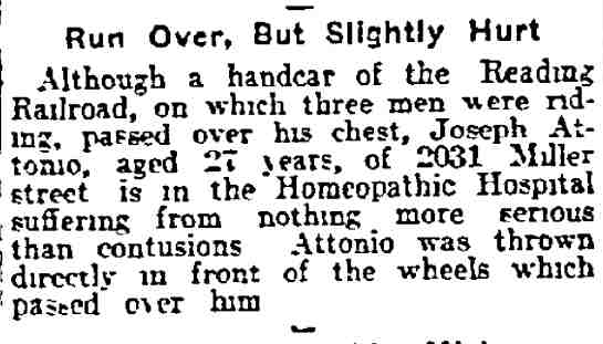 Run Over, But Slightly Hurt — Philadelphia Inquirer, May 21, 1915