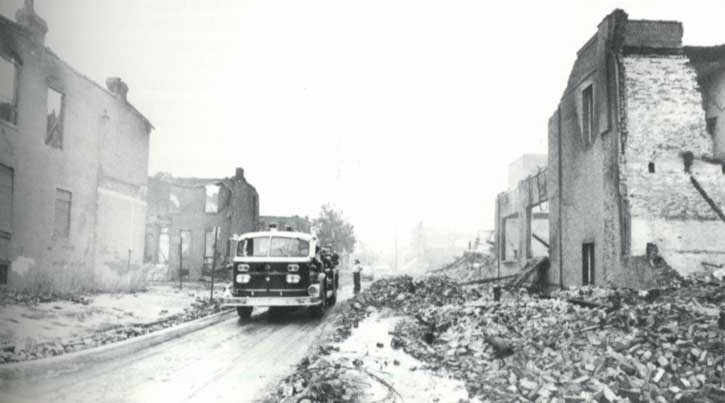 Engine Company 3 in the aftermath of the Poet's Row fire