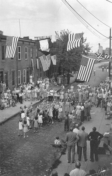 God Bless Our Boys celebration on Milton Street, Camden NJ, August 15, 1942