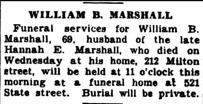 William B. Marshall obituary — Camden Courier-Post, July 1937
