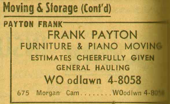 675 Morgan Street, Frank Payton, 1955 New Jersey Bell Yellow Pages ad