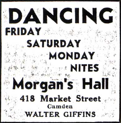 Camden Courier-Post, October 3, 1936 — Dancing at Morgan's Hall advertisement, Walter Giffins