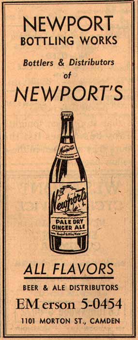Newport Bottling Works advertisement, New Jersey Business, 1955