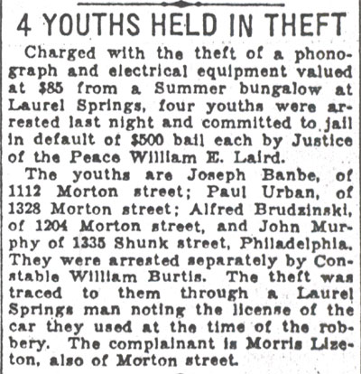 4 Youths Held in Theft, Camden Courier-Post, December 9, 1930