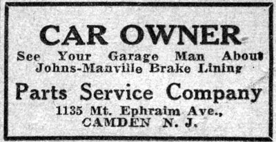1135 Mt. Ephraim Avenue, Parts Service Company, 1933