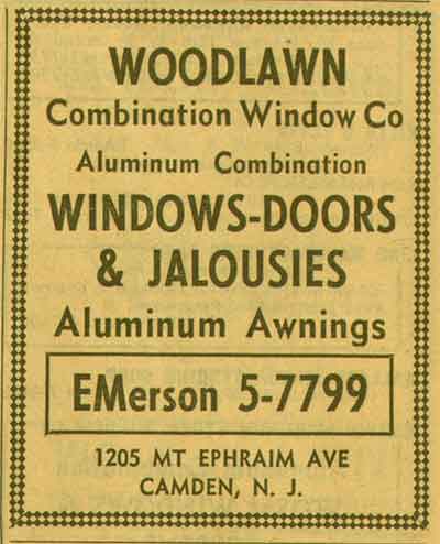 1205 Mt. Ephraim Avenue, 1955 New Jersey Bell Yellow Pages ad