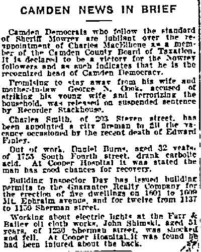 Camden News in Brief, Camden Inquirer, March 26, 1914