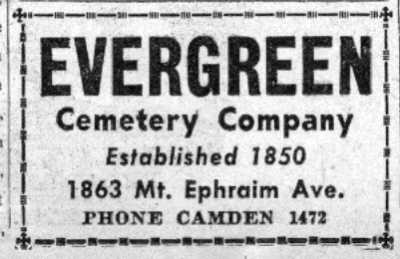 1863 Mt. Ephraim Avenue — Evergreen Cemetery, 1941