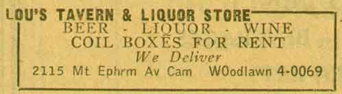 2115 Mt. Ephraim Avenue, 1955 New Jersey Bell Yellow Pages ad