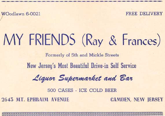 2643 Mt. Ephraim Avenue, My Friends bar, 1959