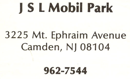 3225 Mt. Ephraim Avenue, JSL Mobile Park, 1991