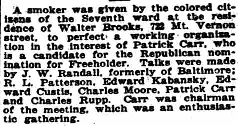 722 Mount Vernon Street — Walter Branch & Family, Camden Post-Telegram September 10, 1921