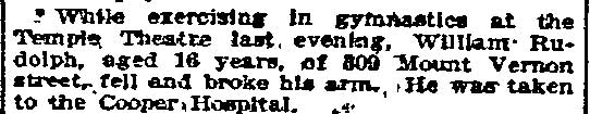 809 Mount Vernon Street — William Rudolph, Philadelphia Inquirer March 14, 1896