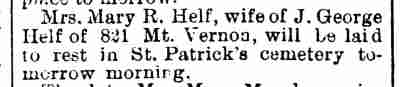 821 Mount Vernon Street — J. George Helf & Family, Camden Post April 9, 1894